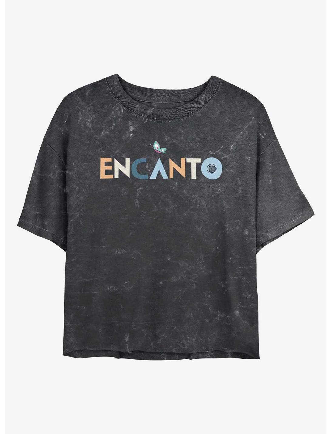 Disney Encanto Logo Mineral Wash Womens Crop T-Shirt, BLKCHAR, hi-res