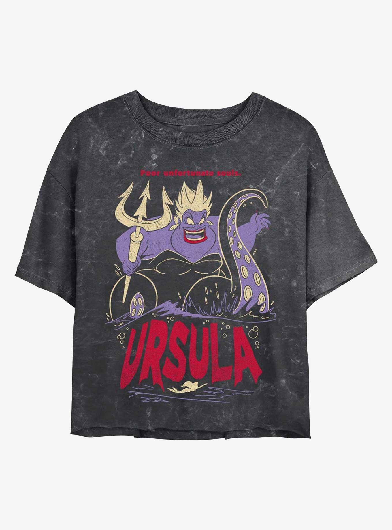 Disney The Little Mermaid Ursula The Sea Witch Mineral Wash Crop Womens T-Shirt, , hi-res