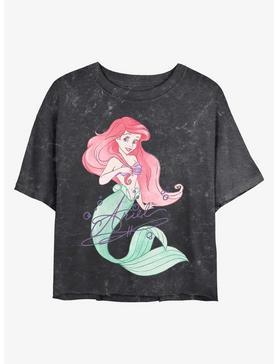 Plus Size Disney The Little Mermaid Signed Ariel Mineral Wash Crop Womens T-Shirt, , hi-res
