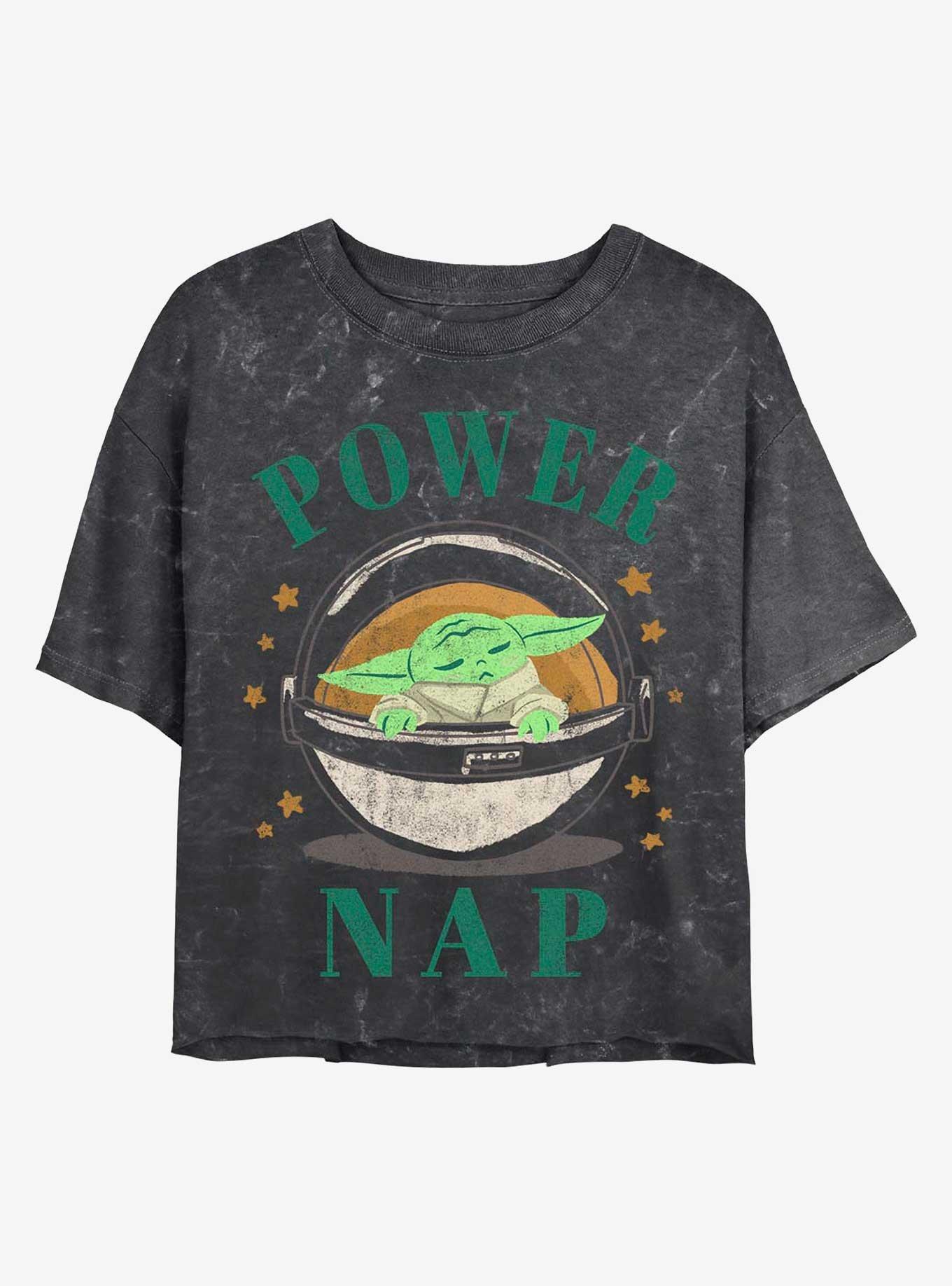 Star Wars The Mandalorian Power Nap Mineral Wash Crop Womens T-Shirt, , hi-res
