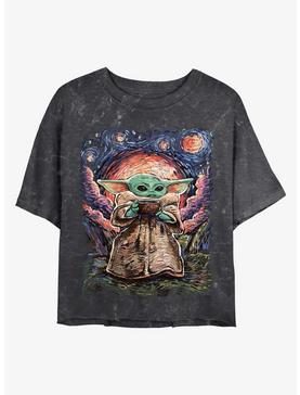 Star Wars The Mandalorian Sipping Starries Mineral Wash Crop Womens T-Shirt, , hi-res