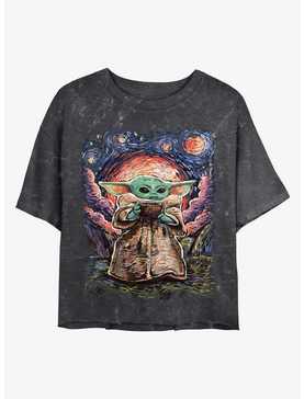Star Wars The Mandalorian Sipping Starries Mineral Wash Crop Womens T-Shirt, , hi-res