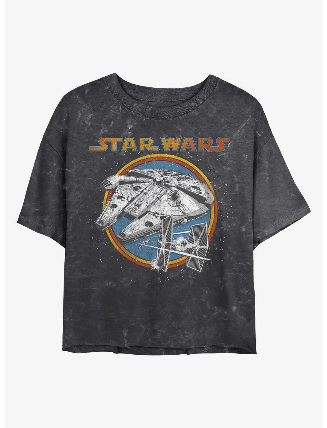 Star Wars Battleship Mineral Wash Crop Womens T-Shirt, BLACK, hi-res