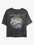 Star Wars Battleship Mineral Wash Crop Womens T-Shirt, BLACK, hi-res