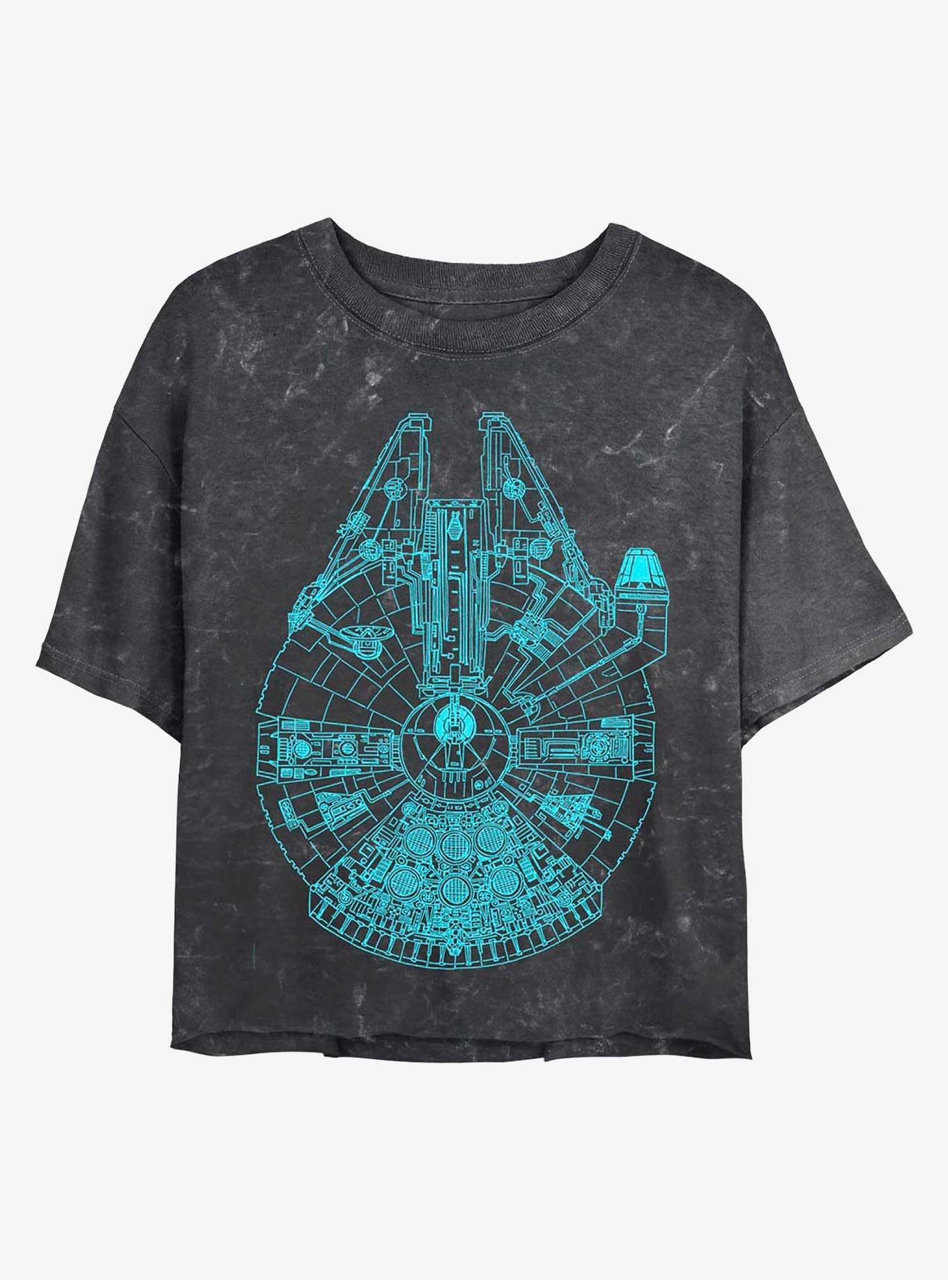 Star Wars Blue Falcon Mineral Wash Crop Womens T-Shirt, , hi-res