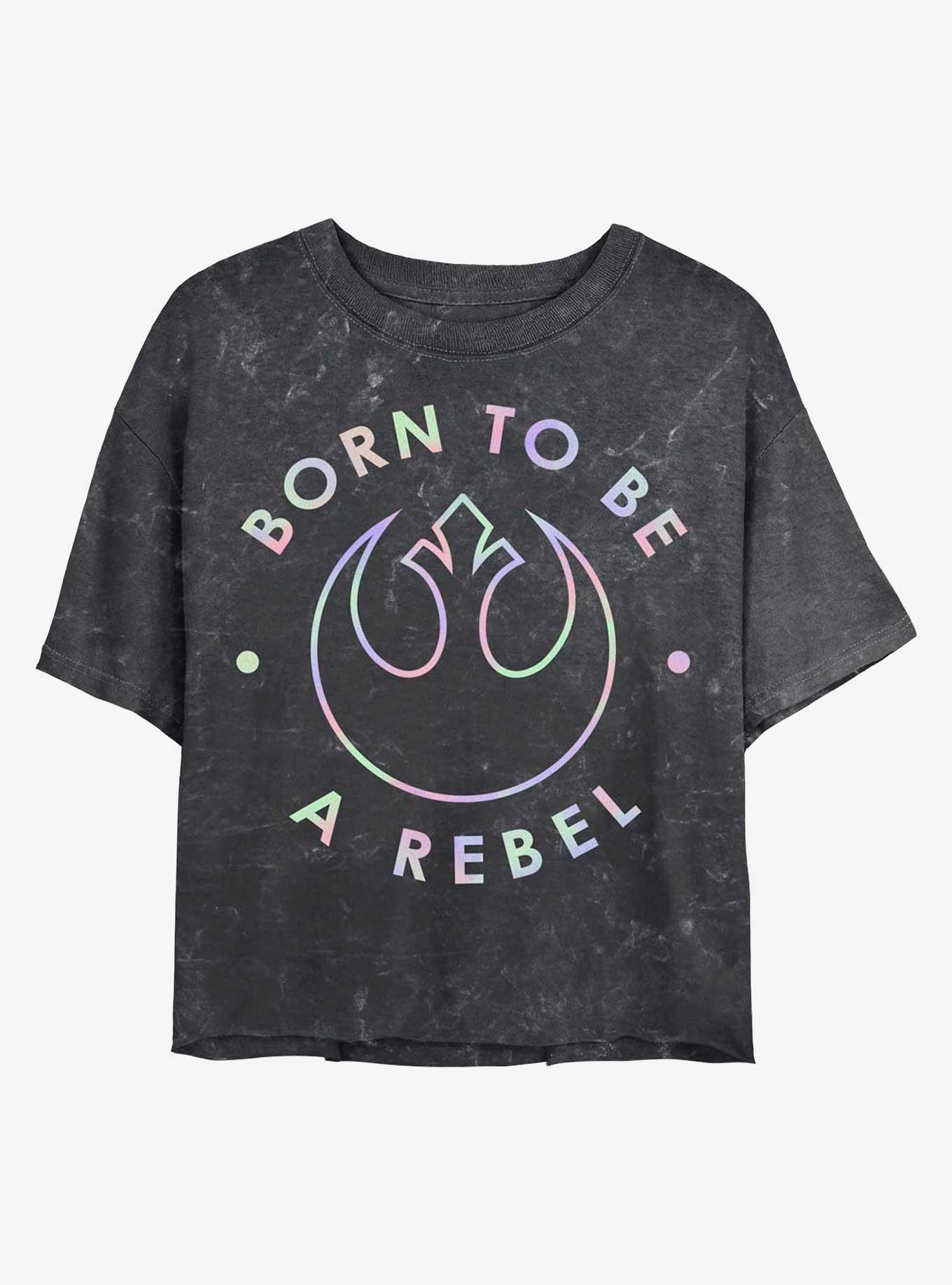 Star Wars Born To Be A Rebel Mineral Wash Crop Womens T-Shirt, , hi-res