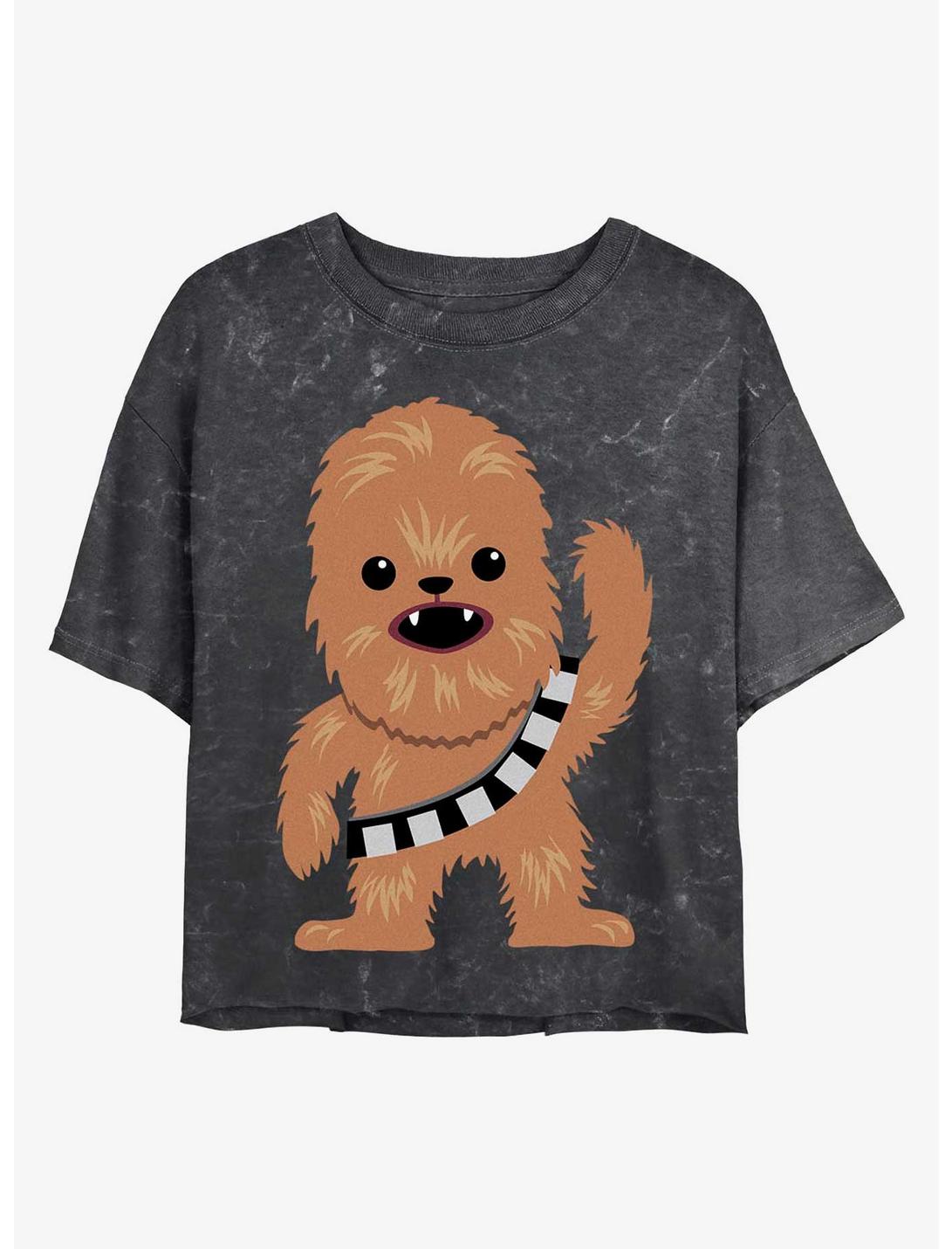 Star Wars Chewie Cutie Mineral Wash Crop Womens T-Shirt, BLACK, hi-res
