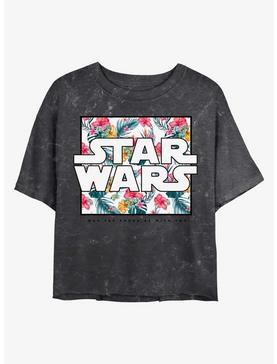 Star Wars Floral Box Logo Mineral Wash Crop Womens T-Shirt, , hi-res
