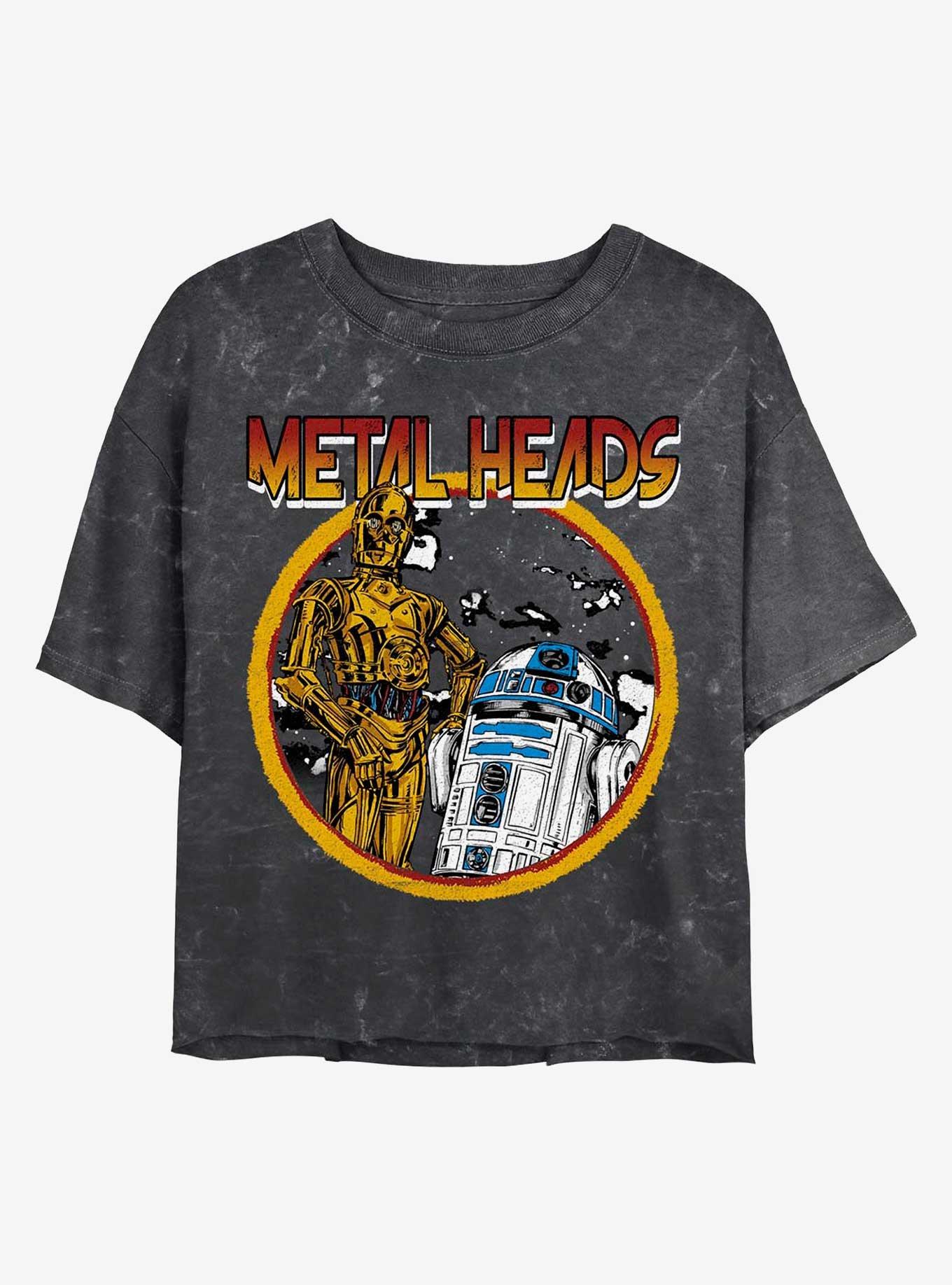 Star Wars Metal Droids C-3PO and R2-D2 Mineral Wash Crop Womens T-Shirt, , hi-res