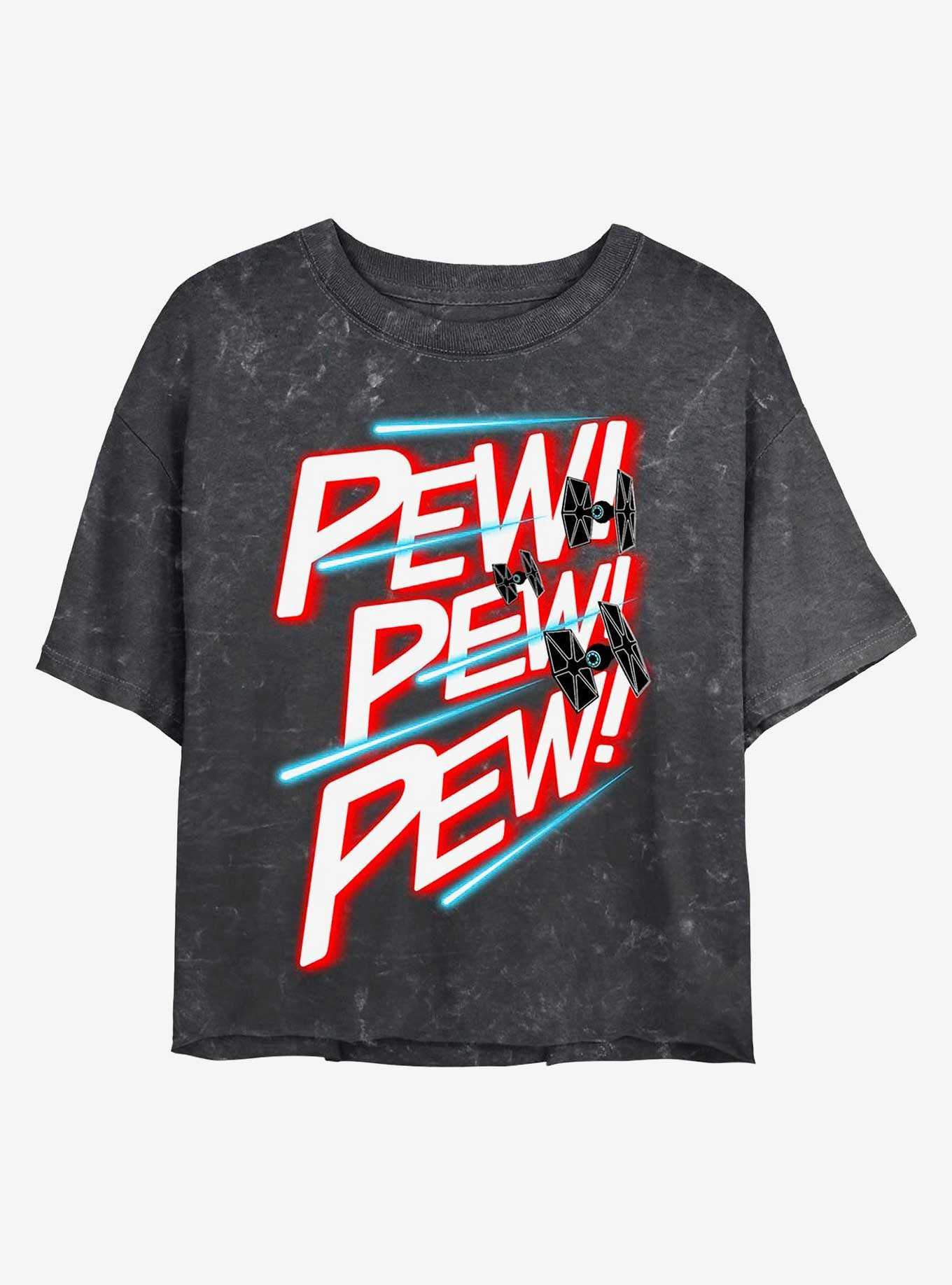 Star Wars Pew Pew Pew Mineral Wash Crop Womens T-Shirt, , hi-res