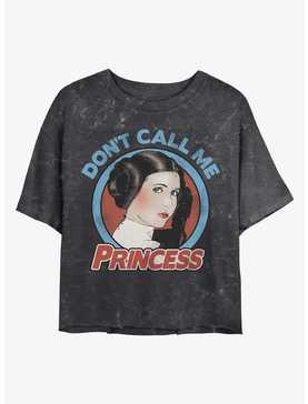 Star Wars Leia Don't Call Me Princess Mineral Wash Crop Womens T-Shirt, , hi-res