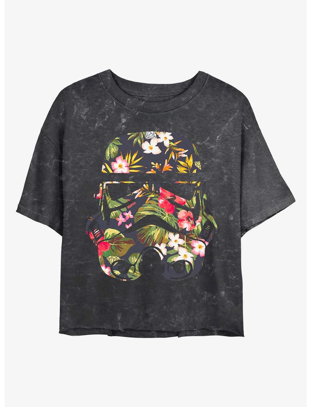 Star Wars Storm Flowers Mineral Wash Crop Womens T-Shirt, BLACK, hi-res