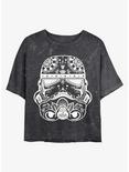 Star Wars Sugar Skull Trooper Mineral Wash Crop Womens T-Shirt, BLACK, hi-res