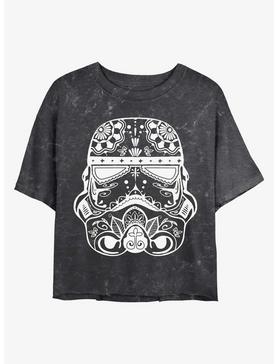 Star Wars Sugar Skull Trooper Mineral Wash Crop Womens T-Shirt, , hi-res