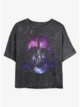 Star Wars Vader Space Helmet Mineral Wash Crop Womens T-Shirt, BLACK, hi-res