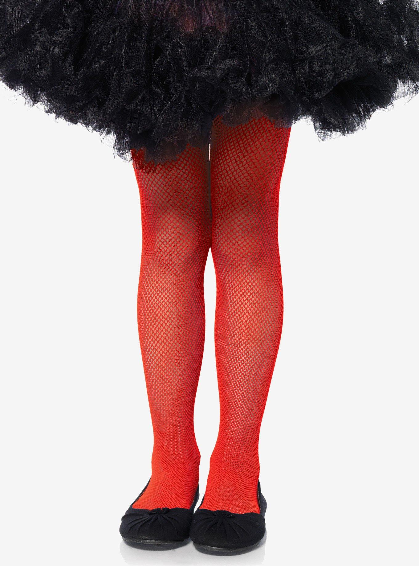 Red Youth Fishnet Tights, , hi-res