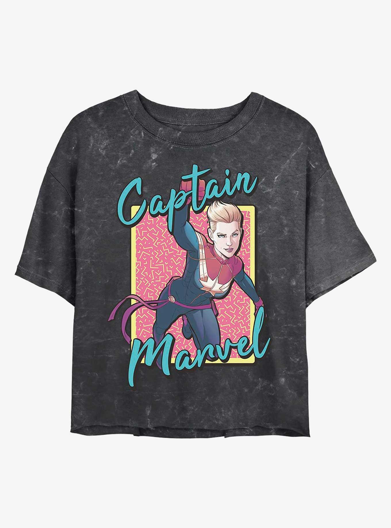 Marvel Captain Marvel 90's Captain Marvel Mineral Wash Crop Womens T-Shirt, , hi-res