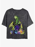 Disney Princesses Dragon Form Mineral Wash Crop Womens T-Shirt, BLACK, hi-res