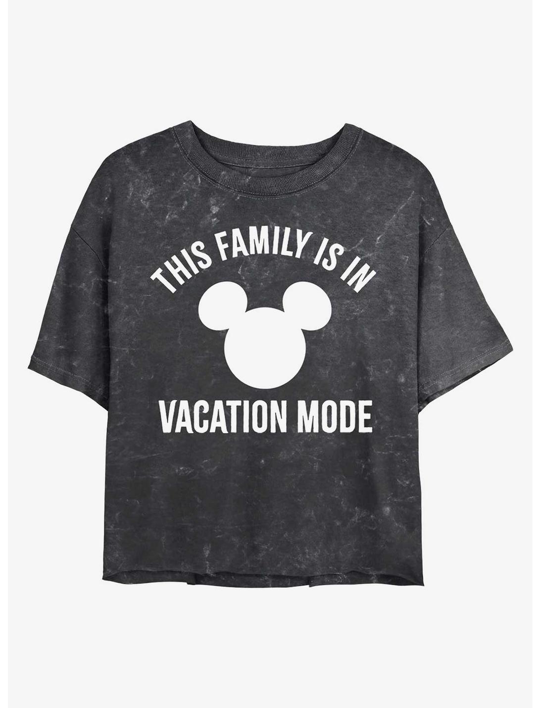 Disney Mickey Mouse Vacation Mode Mineral Wash Crop Womens T-Shirt, BLACK, hi-res