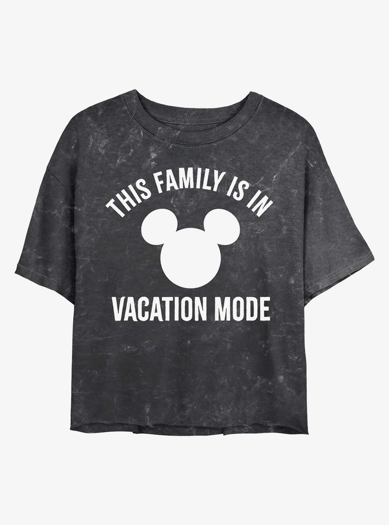 Disney Mickey Mouse Vacation Mode Mineral Wash Crop Womens T-Shirt, BLACK, hi-res