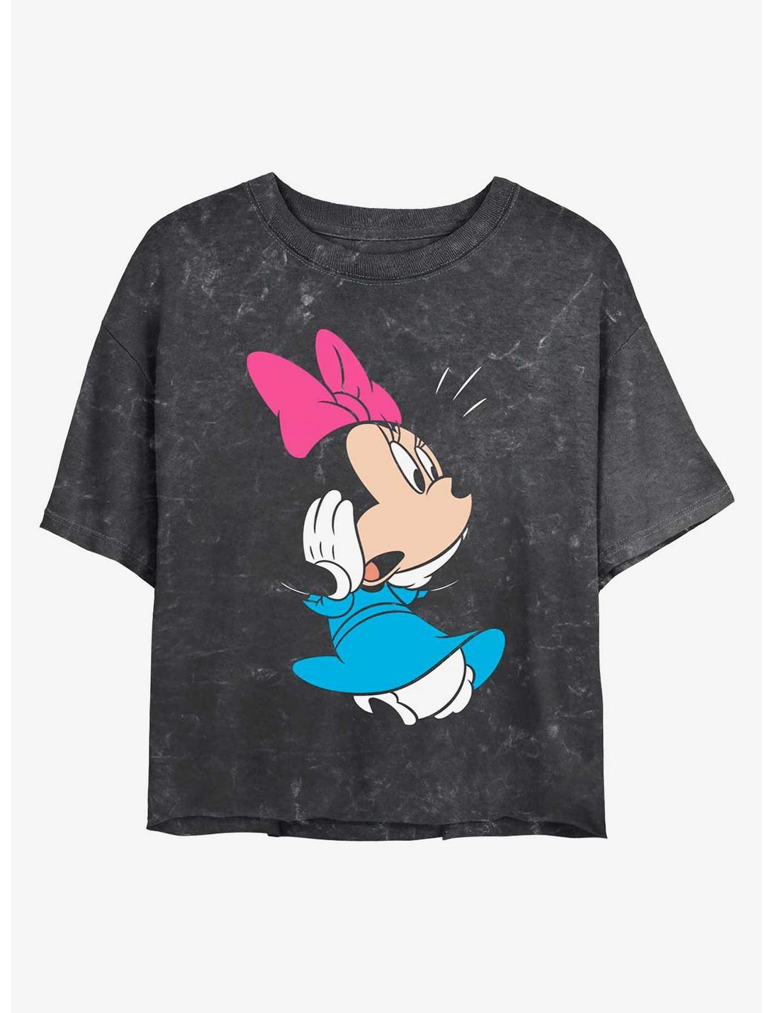Disney Minnie Mouse Minnie Shock Mineral Wash Crop Womens T-Shirt, BLACK, hi-res