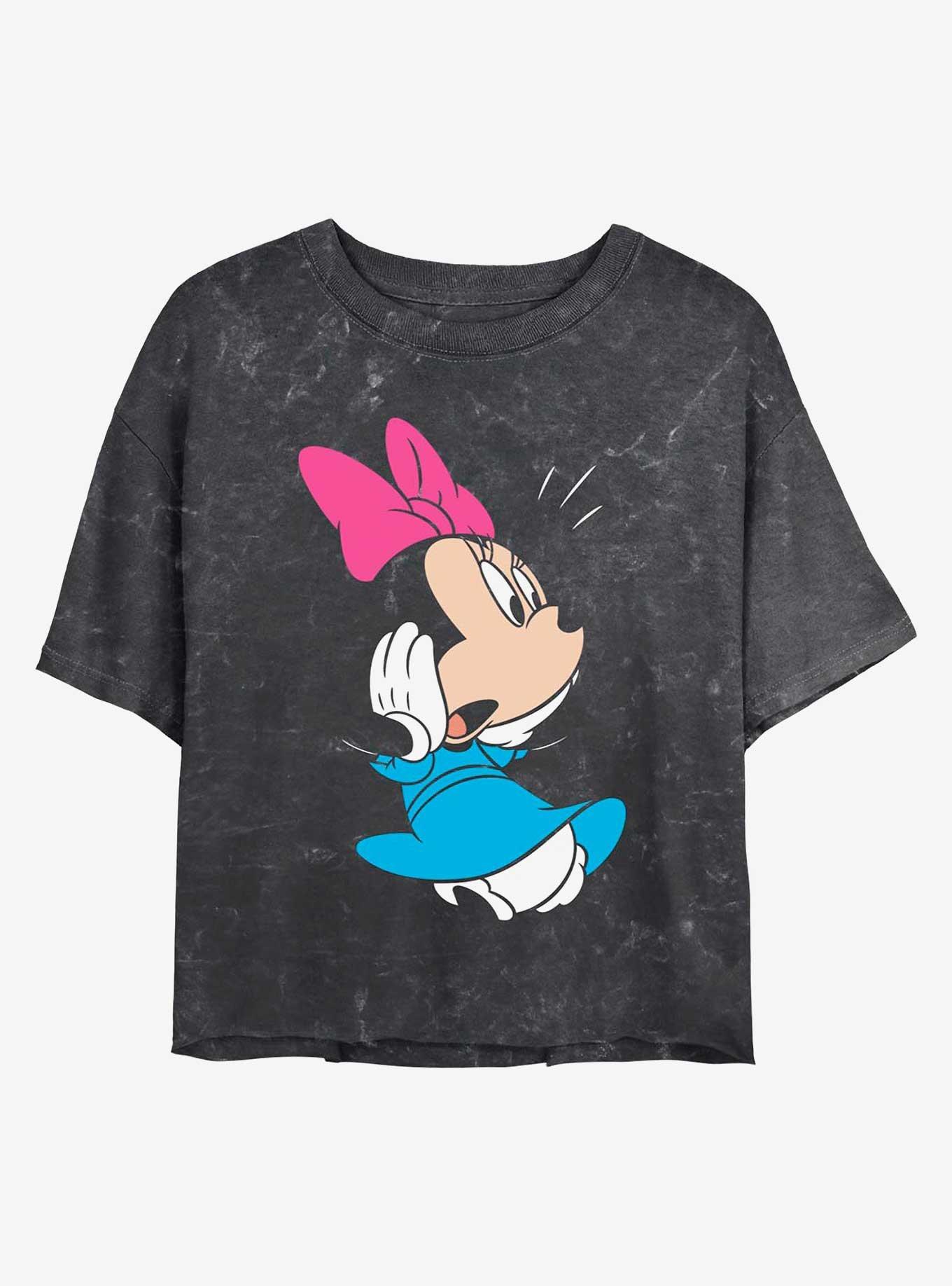 Disney Minnie Mouse Minnie Shock Mineral Wash Crop Womens T-Shirt, BLACK, hi-res