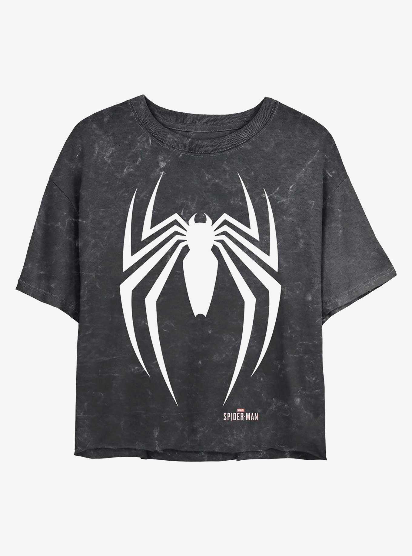Marvel Spider-Man Spider Icon Mineral Wash Crop Womens T-Shirt, , hi-res