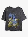 Disney Cinderella No Midnight Mineral Wash Crop Womens T-Shirt, BLACK, hi-res