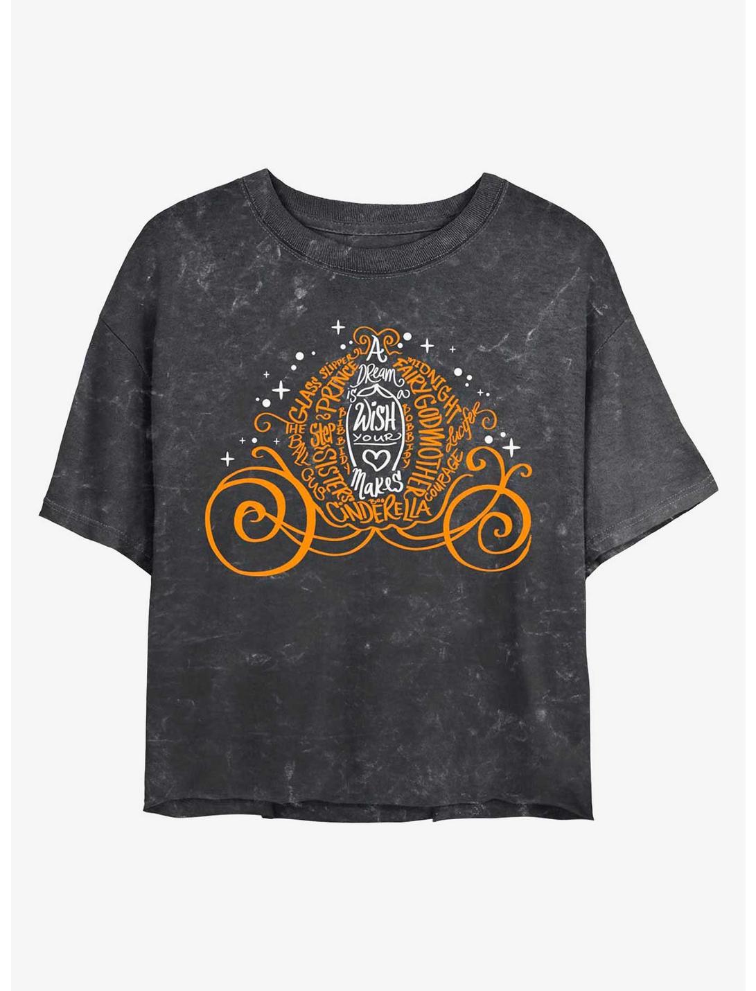 Disney Cinderella Pumpkin Carriage Mineral Wash Crop Womens T-Shirt, BLACK, hi-res