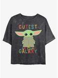 Star Wars The Mandalorian Cutest Little Child Mineral Wash Crop Womens T-Shirt, BLACK, hi-res