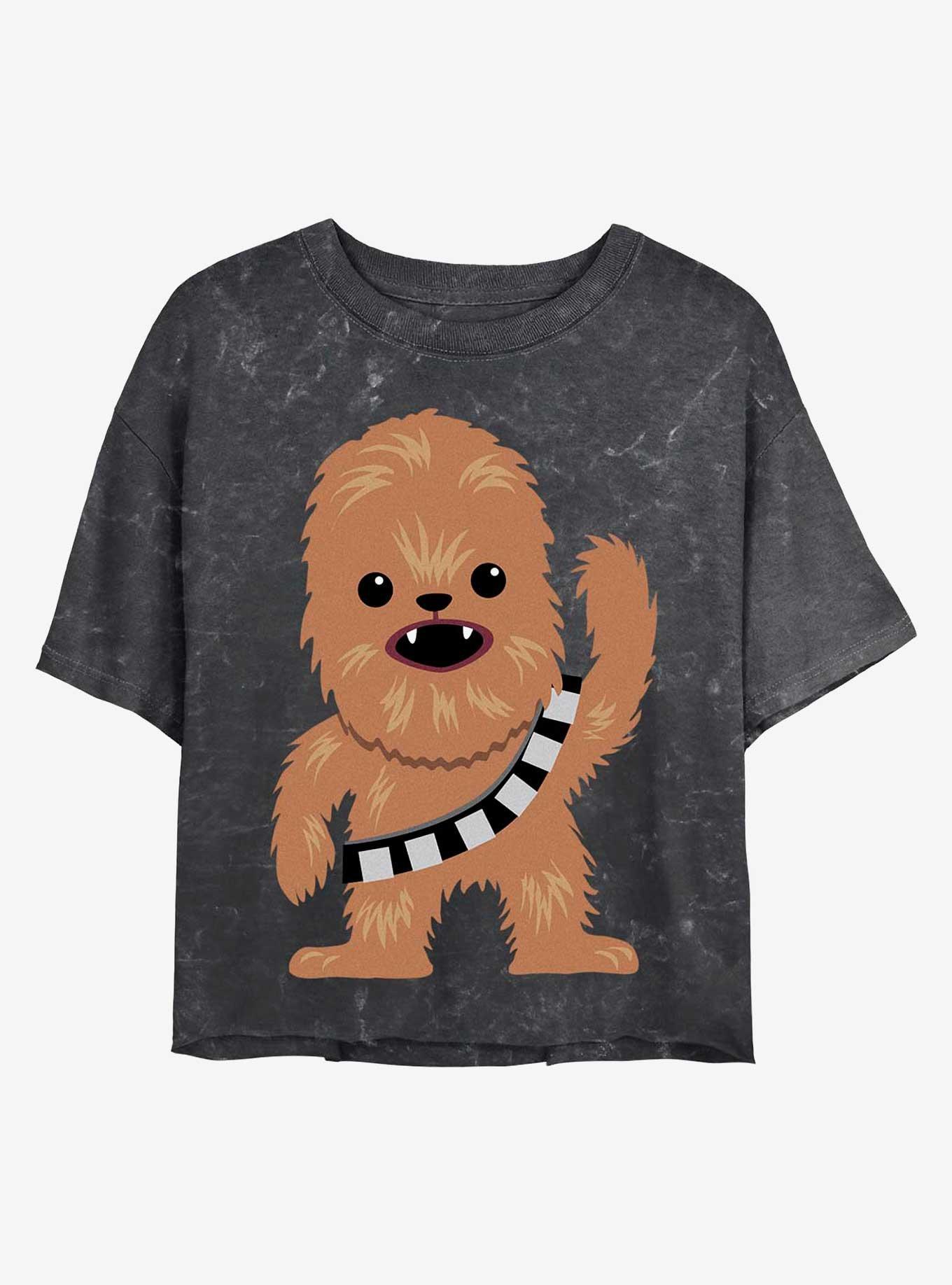 Star Wars Chewie Cutie Mineral Wash Crop Womens T-Shirt, BLACK, hi-res