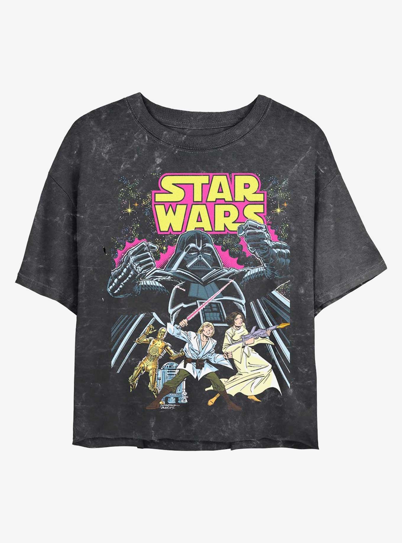Star Wars Comic Wars Mineral Wash Crop Womens T-Shirt, BLACK, hi-res