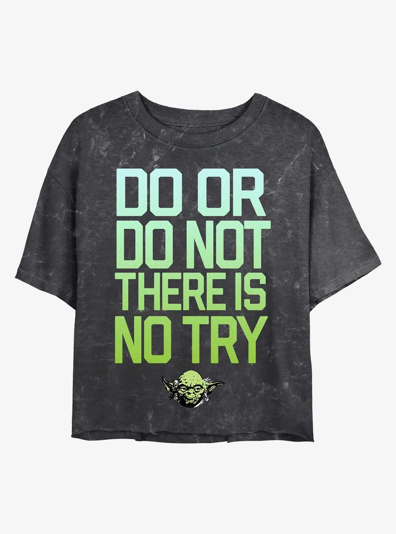 Star Wars Do Try Mineral Wash Crop Womens T-Shirt, BLACK, hi-res