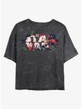 Star Wars Floral Logo Mineral Wash Crop Womens T-Shirt, BLACK, hi-res