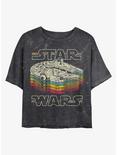 Star Wars Retro Falcon Mineral Wash Crop Womens T-Shirt, BLACK, hi-res
