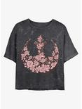 Star Wars Rose Rebel Symbol Mineral Wash Crop Womens T-Shirt, BLACK, hi-res