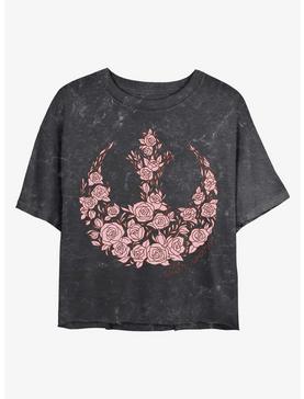 Star Wars Rose Rebel Symbol Mineral Wash Crop Womens T-Shirt, , hi-res