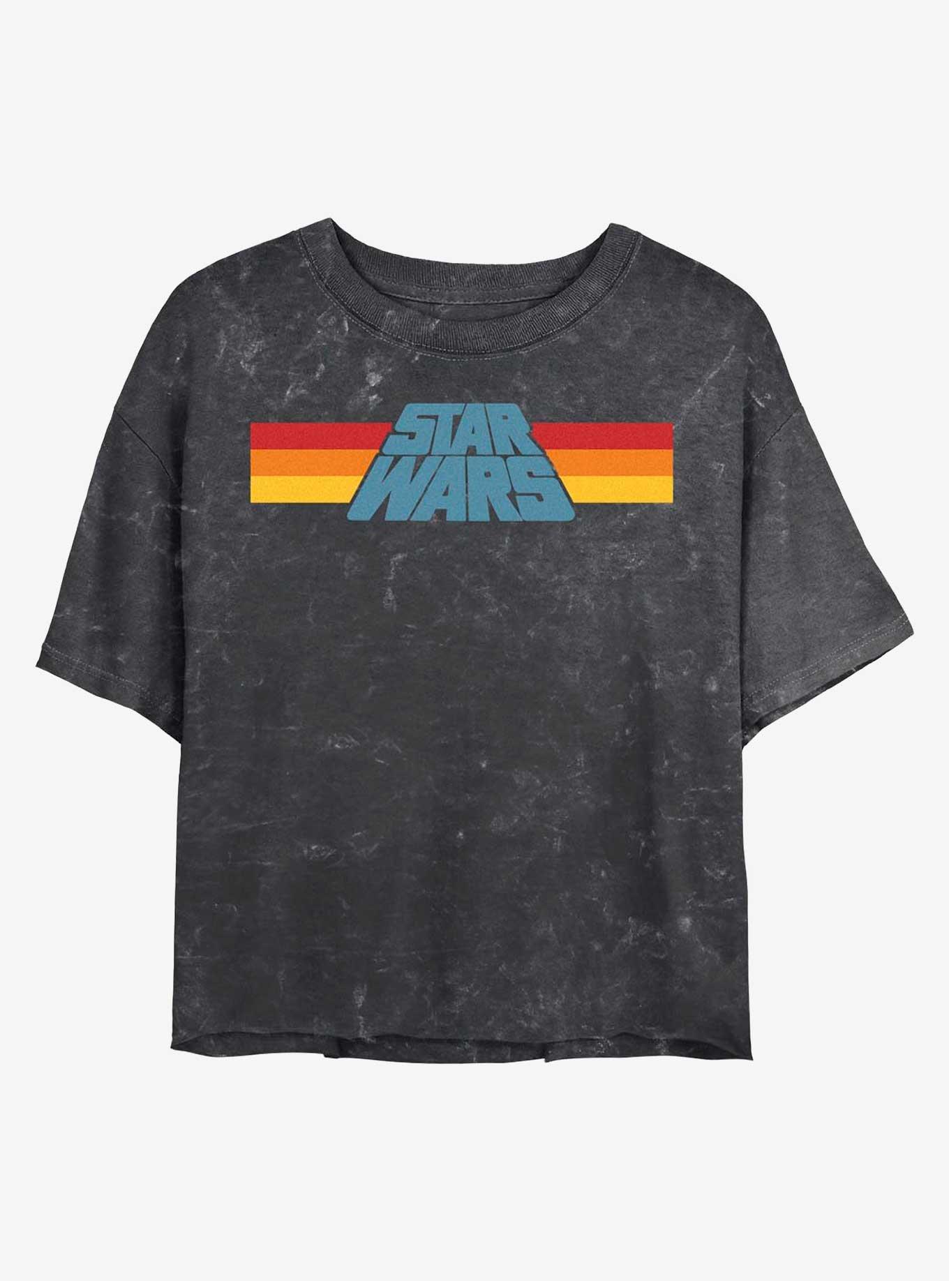 Star Wars Slant Logo Mineral Wash Crop Womens T-Shirt, BLACK, hi-res