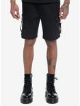 Black Cargo Pocket Buckle Shorts, BLACK, hi-res