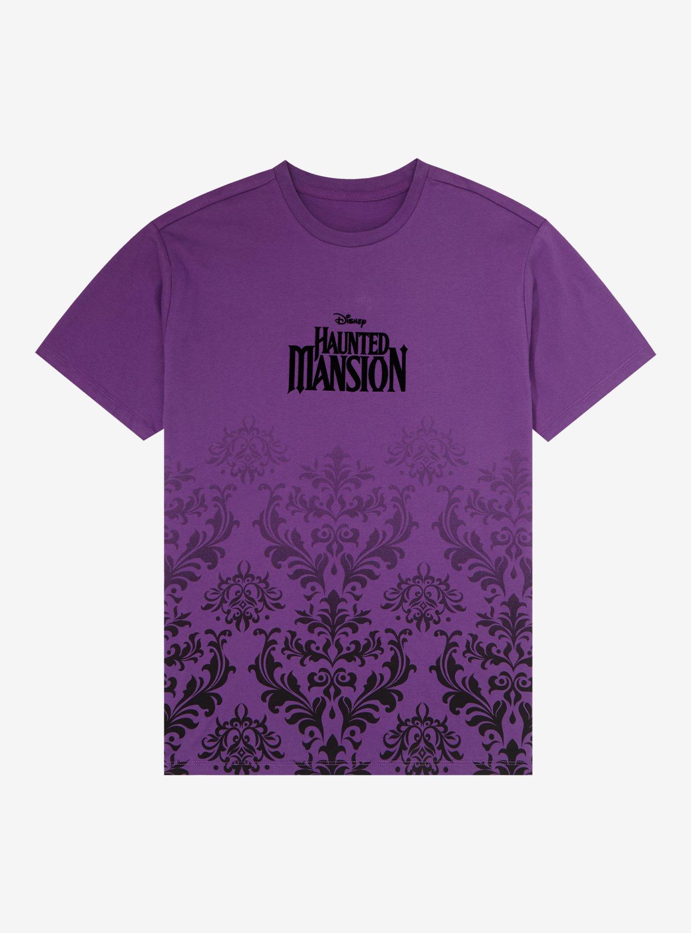 Disney Haunted Mansion Wallpaper Print T-Shirt - BoxLunch Exclusive, PURPLE, hi-res