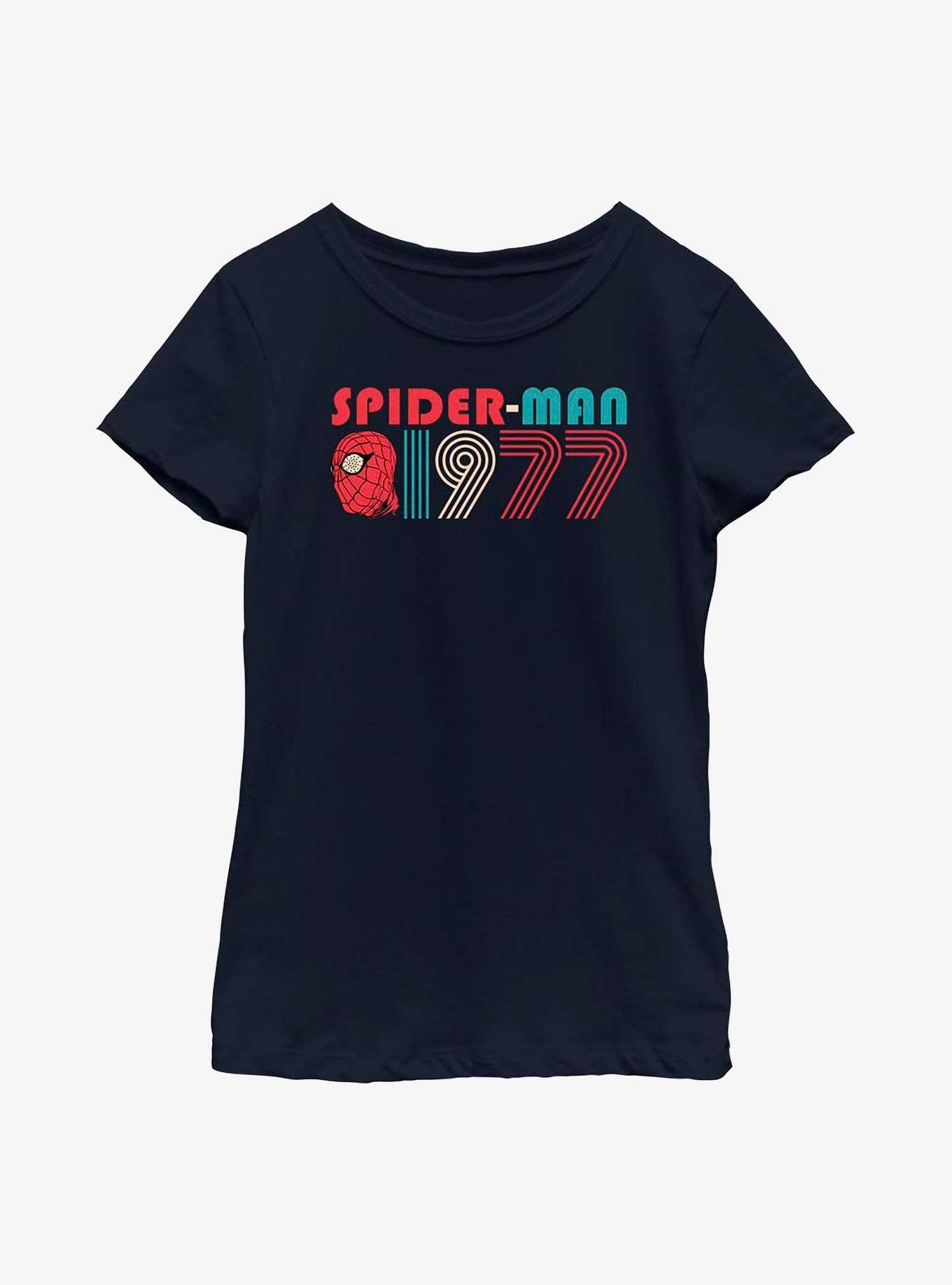 Marvel Spider-Man 1977 Retro Youth Girls T-Shirt, NAVY, hi-res