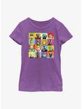 Marvel Spider-Man Action Figures Grid Youth Girls T-Shirt, PURPLE BERRY, hi-res