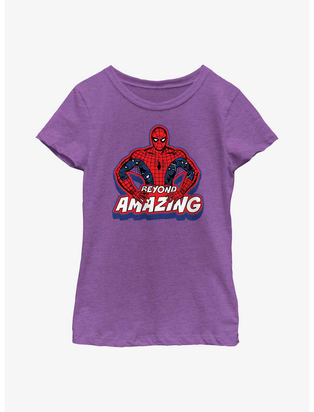 Marvel Spider-Man Beyond Amazing Pose Youth Girls T-Shirt, PURPLE BERRY, hi-res