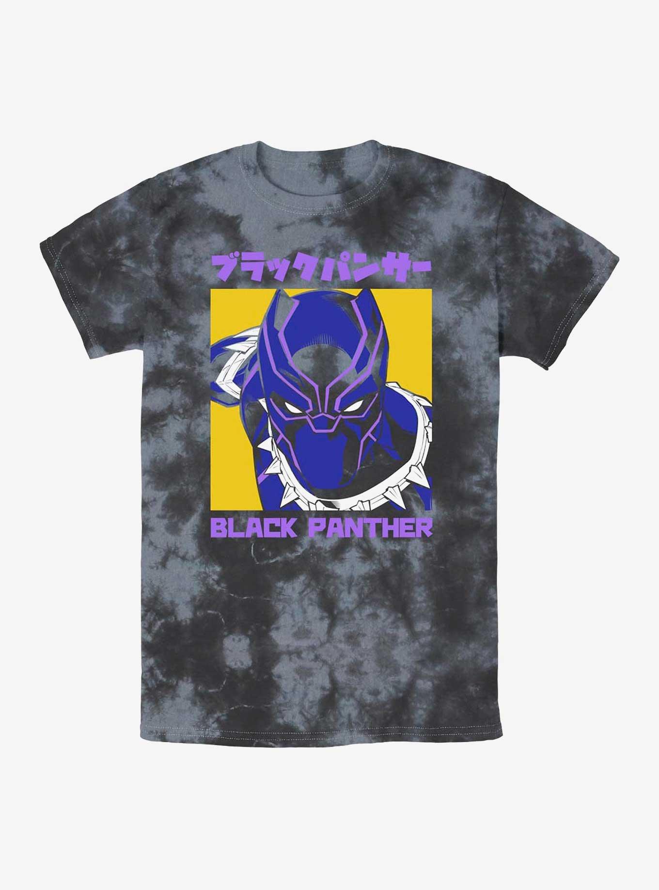 Marvel Black Panther Poster Japanese Lettering Tie-Dye T-Shirt, BLKCHAR, hi-res