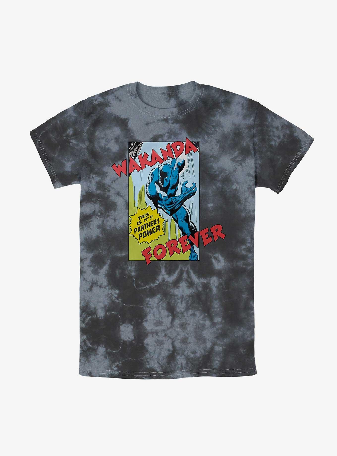 Marvel Black Panther Wakanda Forever Comic Tie-Dye T-Shirt, BLKCHAR, hi-res