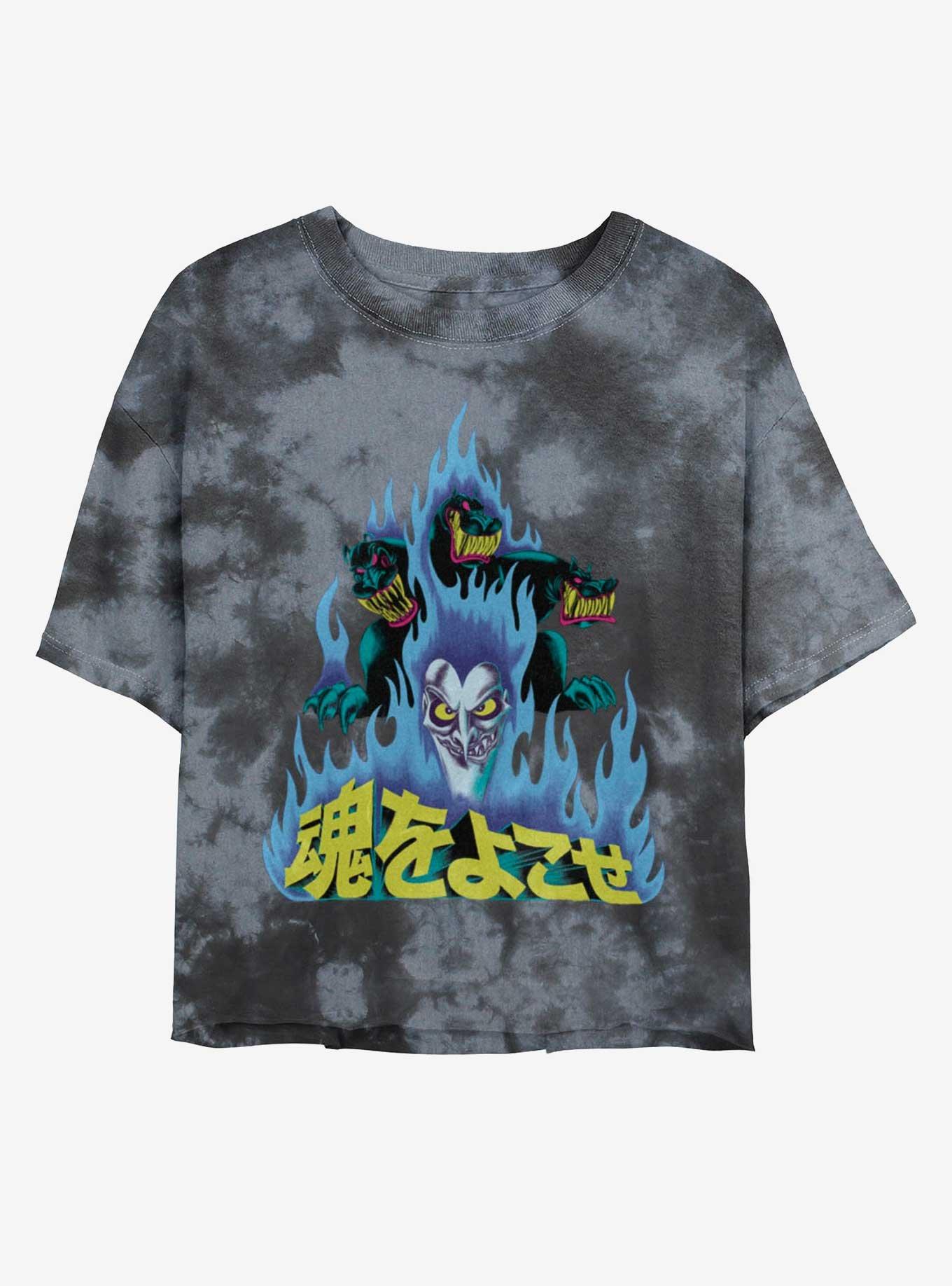 Disney Villains Hades and Cerberus Japanese Lettering Tie-Dye Girls Crop T-Shirt, , hi-res
