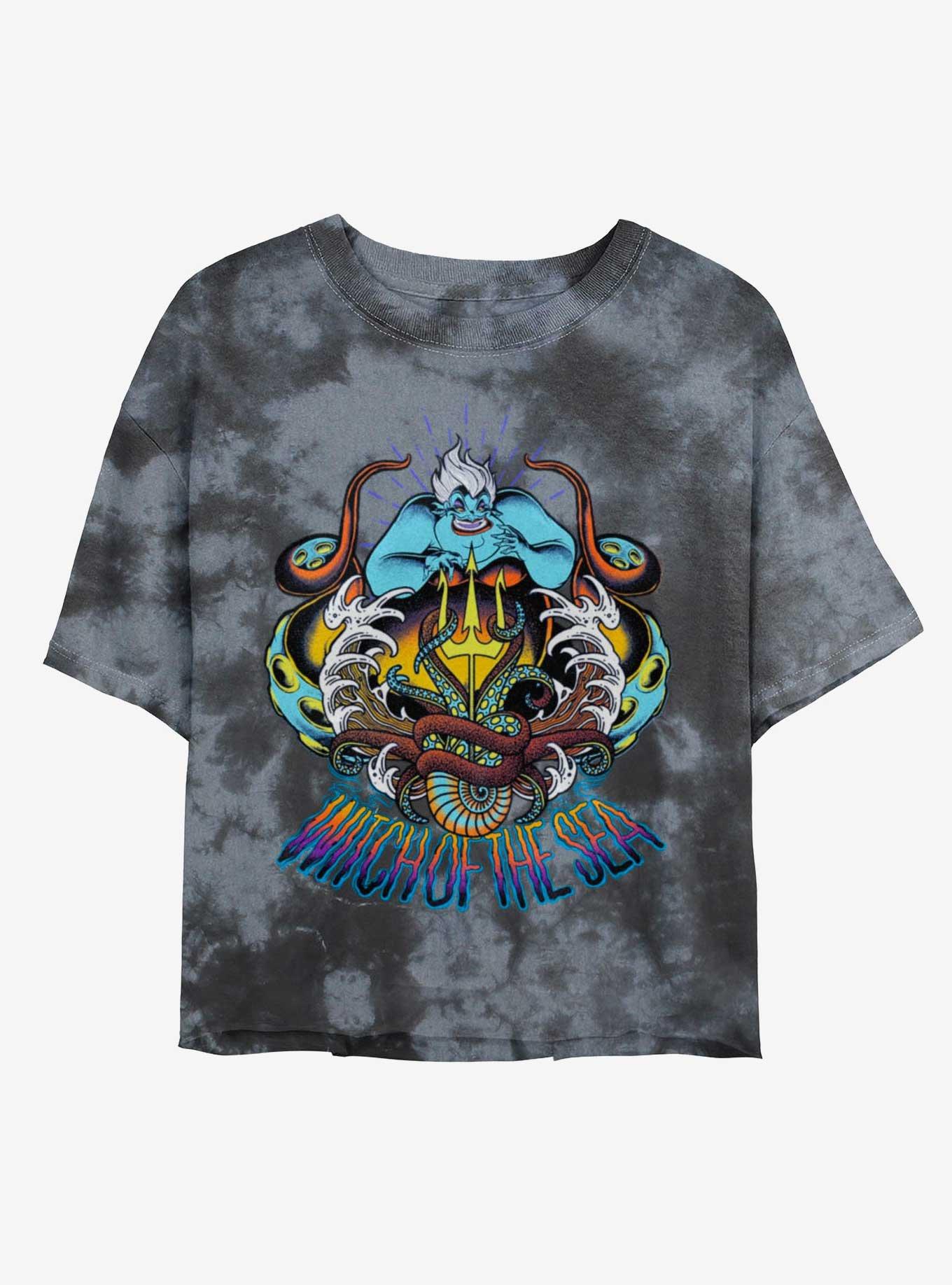 Disney The Little Mermaid Ursula Witch of the Sea Tie-Dye Girls Crop T-Shirt, BLKCHAR, hi-res