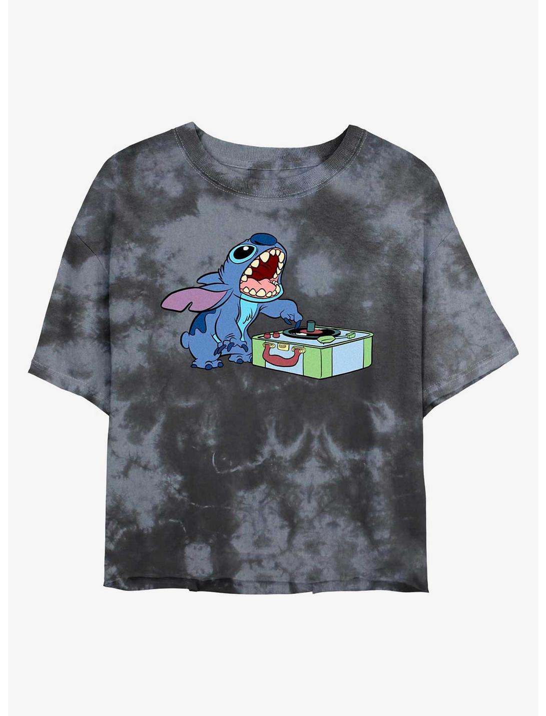 Disney Lilo & Stitch DJ Stitch Tie-Dye Girls Crop T-Shirt, BLKCHAR, hi-res