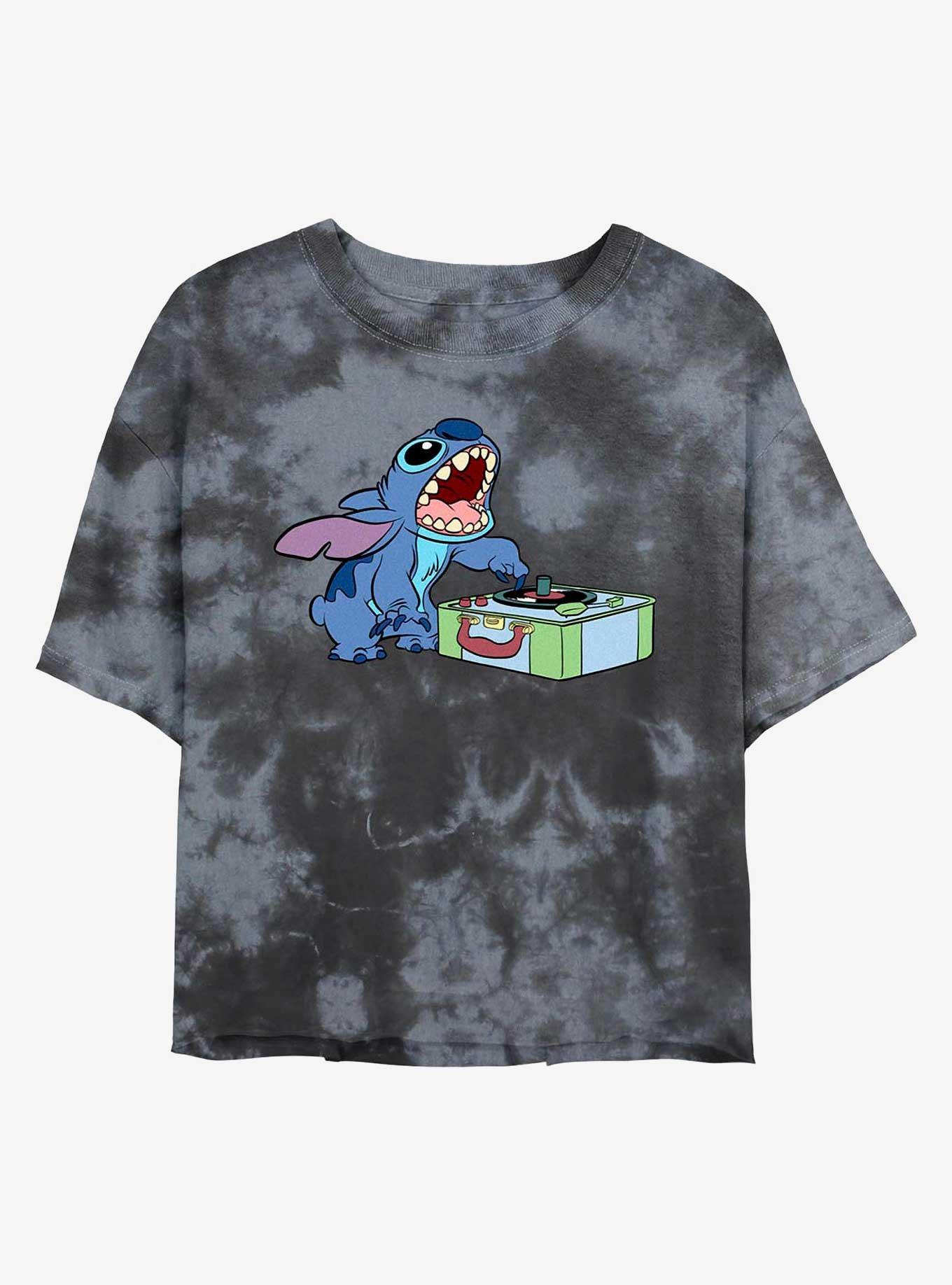 Disney Lilo & Stitch DJ Stitch Tie-Dye Girls Crop T-Shirt, BLKCHAR, hi-res