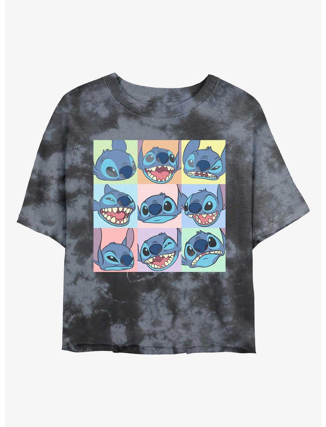Disney Lilo & Stitch Expressions Tie-Dye Girls Crop T-Shirt, BLKCHAR, hi-res